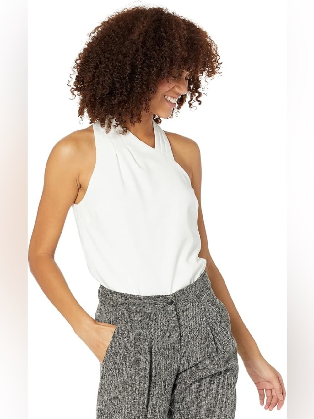 Milly Preston Candy Asymmetric Halter Top in White, Size Small